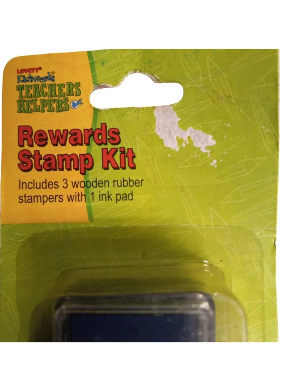 Teachers Helpers Rewards Stamp Kit 3 Wooden Rubber Stampers 1 Ink Pad Classroom